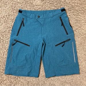 MTB Men's Cycling Shorts Large Blue/Green Mountain Bike Size (32-34) 11 Inseam